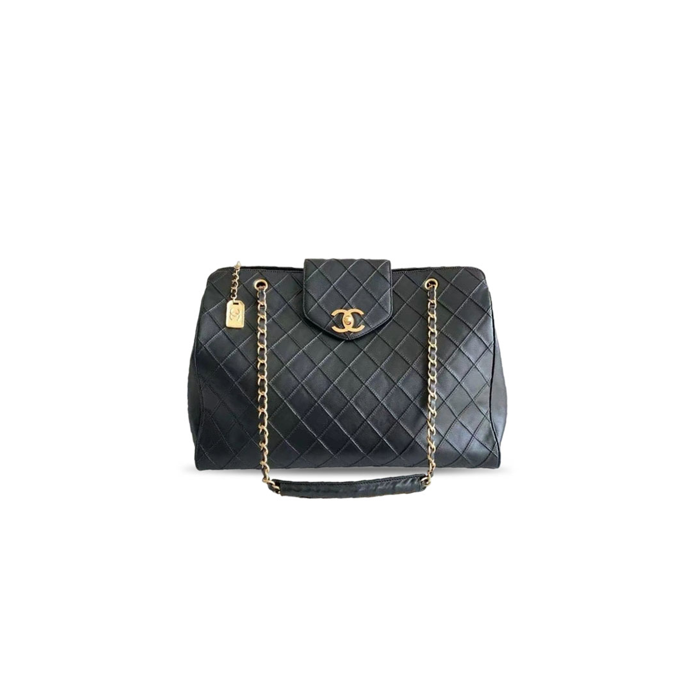 CHANEL BLACK AND GOLD BUCKLE AIRPORT BAG (43*36.5*15cm)
